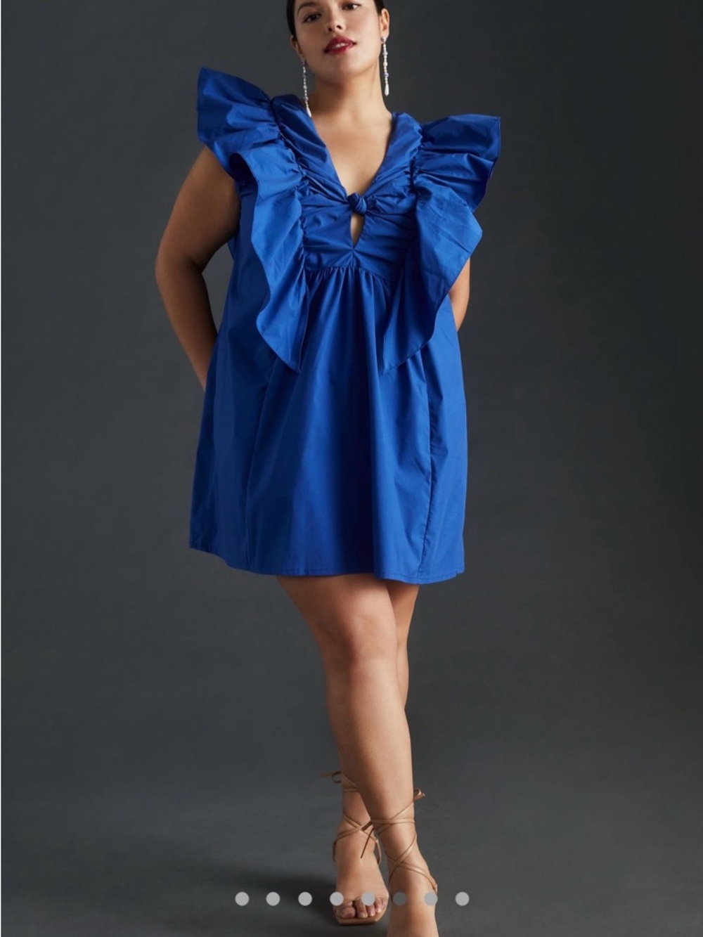 Anthropologie Flutter-Sleeve Mini Dress in Royal Blue